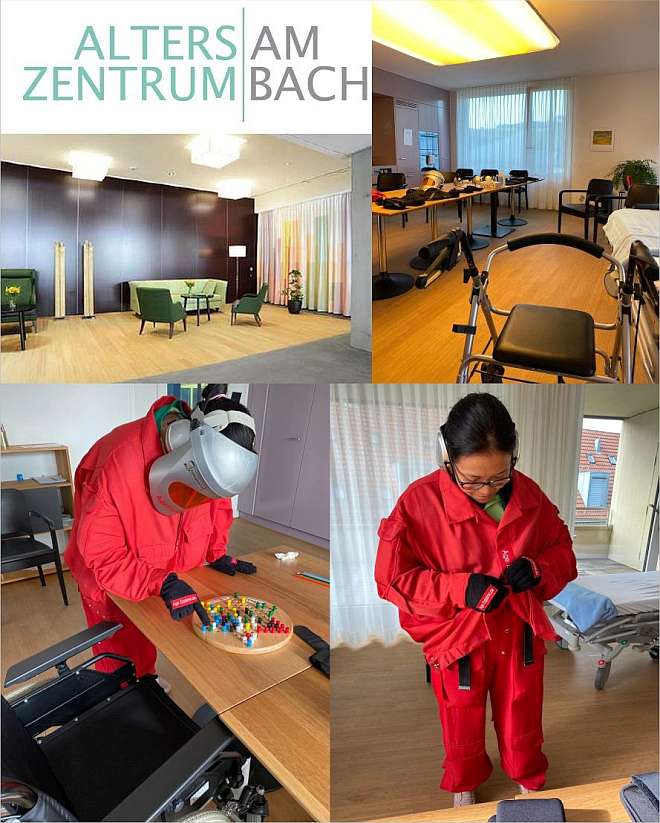 Empathietraining mit Alterssimulationsanzug im Alterszentrum am Bach
