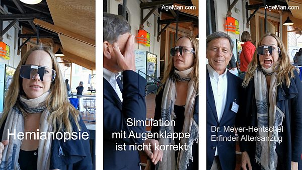 Demenzexpertin Sophie Rosentreter testet Simulationsbrille Hemianopsie